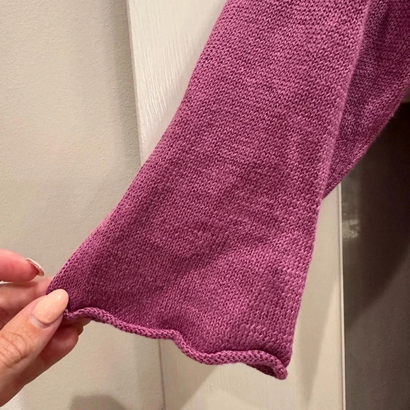 Eileen Fisher Open Front Cardigan Sweater Shrug 100% Linen Lilac Size L Petite - Picture 6 of 11